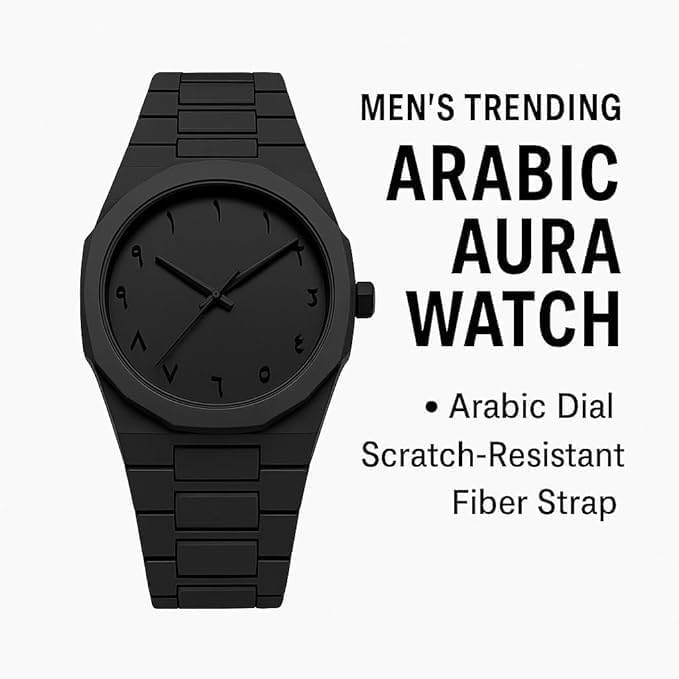 Aura Men's Watch with Arabic Numerals Matte Black Minimalist Analog Watch | Trending Wristwatch