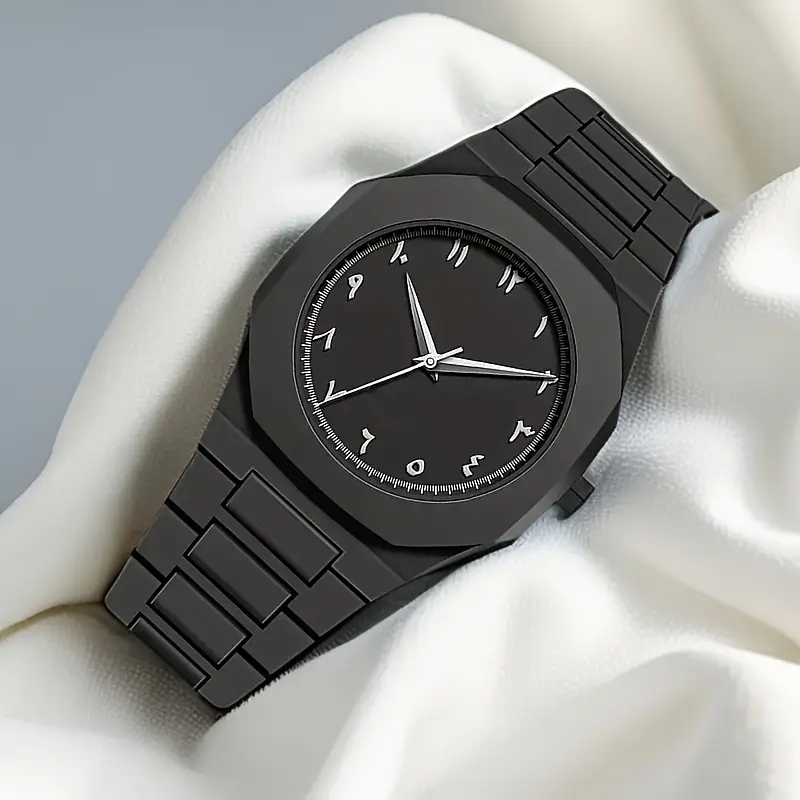 Aura Men's Watch with Arabic Numerals Matte Black Minimalist Analog Watch | Trending Wristwatch