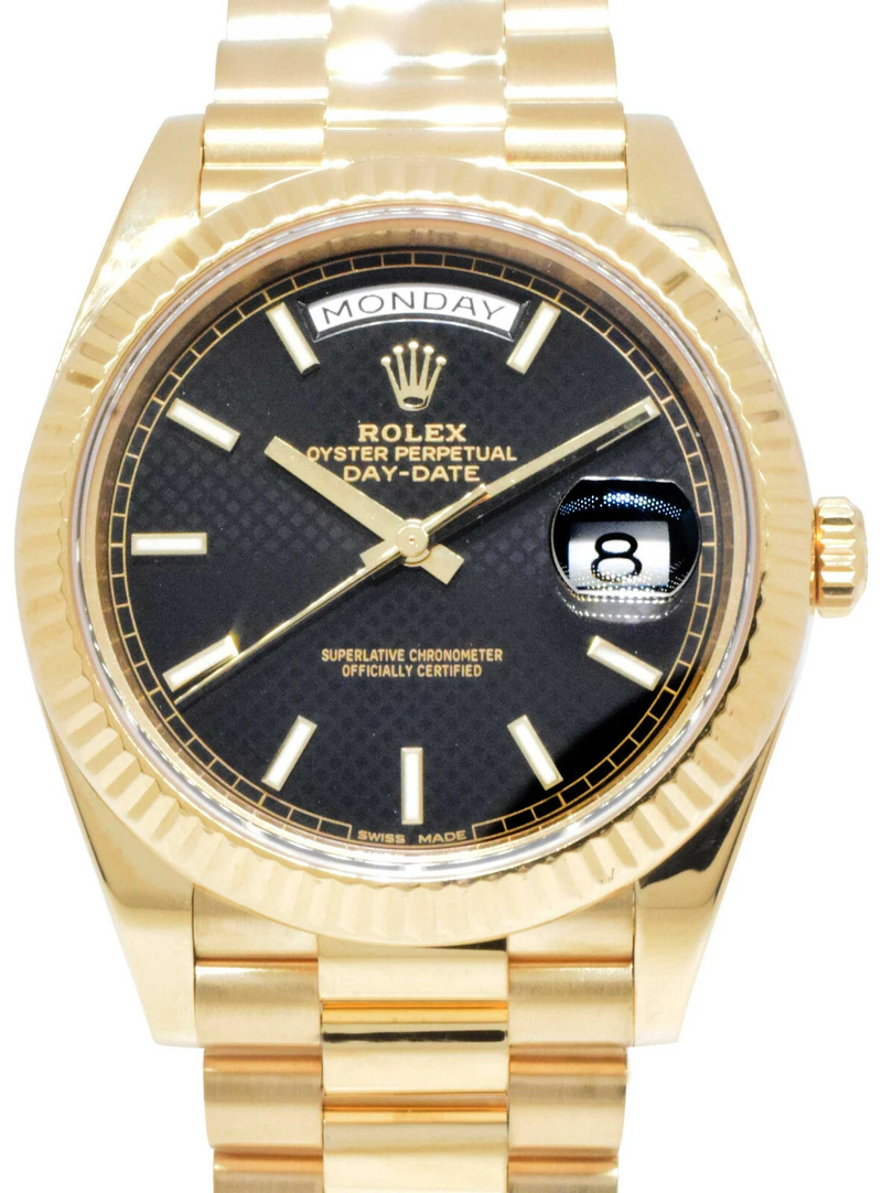 Rolex Day-Date 36mm Yellow Gold Watch – Black Motif Dial | Ref. 228238